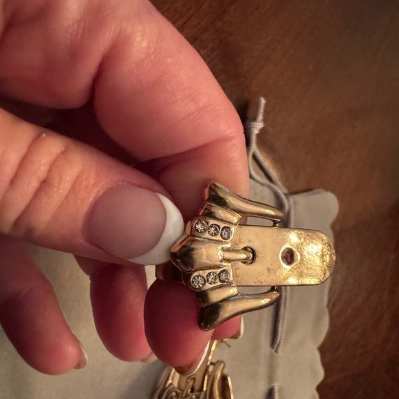 Anthropologie Gold Tone Earrings with Rhinestones - Picture 2 of 7